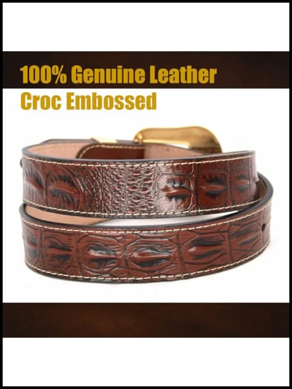 Genuine Leather Cowboy Belt Men's Western Embossed Tooled Belt Rodeo Style